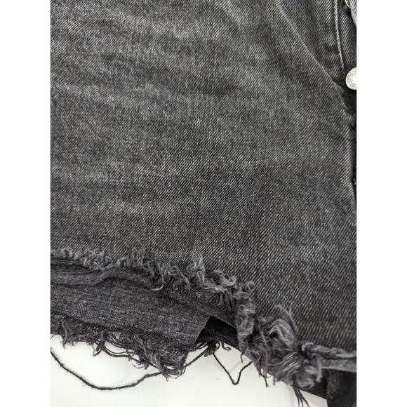 Zara Women’s SZ 10 Mid Rise Frayed Black Denim Shorts Boho Cotton Cut Off - Picture 5 of 8